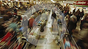 The checkout lines move at a snails pace as customers wade through their overflowing carts trying to find their selected