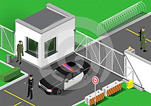 Checkpoint of a secret zone customs