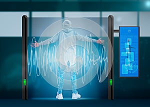 Checkpoint of tomorrow. Biometric scanner Concept photo