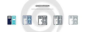 Checkroom icon in different style vector illustration. two colored and black checkroom vector icons designed in filled, outline, photo