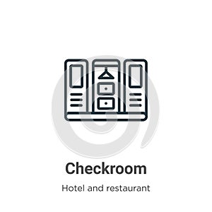 Checkroom outline vector icon. Thin line black checkroom icon, flat vector simple element illustration from editable hotel and photo