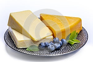 Cheddar cheese collection, variety of Cheddar cheese made from cow milk