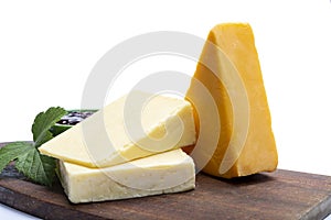 Cheddar cheese collection, variety of Cheddar cheese made from cow milk