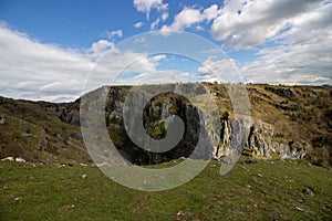 Cheddar Gorge Mendip Hills the village of Cheddar, Somerset, England