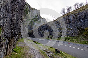 Cheddar Gorge Mendip Hills the village of Cheddar, Somerset, England