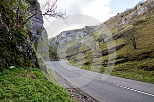 Cheddar Gorge Mendip Hills the village of Cheddar, Somerset, England