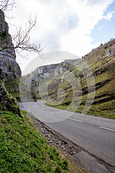 Cheddar Gorge Mendip Hills the village of Cheddar, Somerset, England