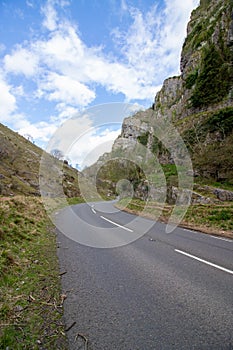 Cheddar Gorge Mendip Hills the village of Cheddar, Somerset, England