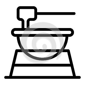 Cheddar swiss icon outline vector. Fork food
