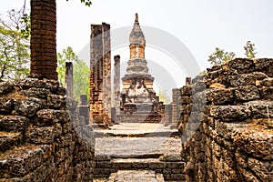 Chedi Ched Thaeo temple in Si Satchanalai historical park