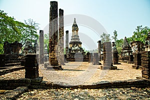 Chedi Ched Thaeo temple in Si Satchanalai historical park