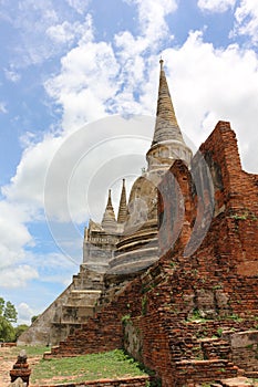 Chedi, Wat Phra Si Sanphet, archaeological site, ancient architecture Ancient temple in the Ayutthaya period in Thailand.