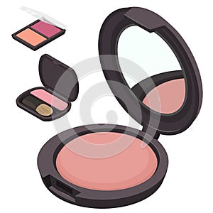 Cheek blush icons set, isometric style