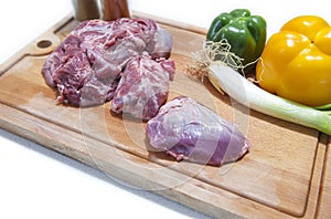 Cheek pieces of iberian pork with vegetables