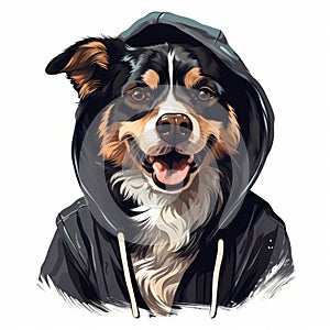 Cheeky Dog In A Cozy Hoodie: Digital Painting With Charming Character Illustrations