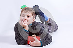 Cheeky elf with a gift