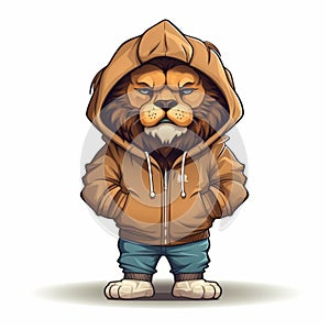 Cheeky Lion In Street Fashion: A Cartoon Hoodie Design