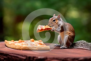 Cheeky Thief: Mischievous Squirrel and the Stolen Pizza