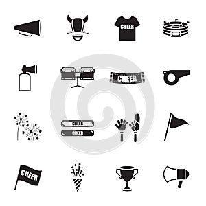 Cheer equipment Sports icons set