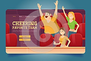 Cheer favorite team website with people on stadium