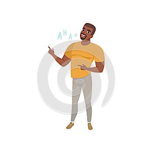 Cheerful African American young man laughing out loud vector Illustration on a white background