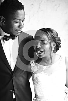 Cheerful African Descent Bride Groom Together