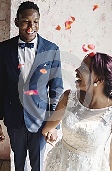 Cheerful African Descent Bride Groom Together