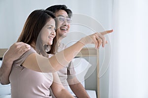 Cheerful asian senior couple enjoying life