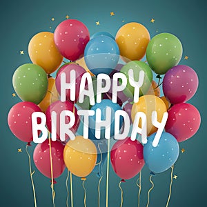 Cheerful balloons adorn the happy birthday background design photo