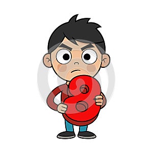 Cheerful Boy with Math Theme