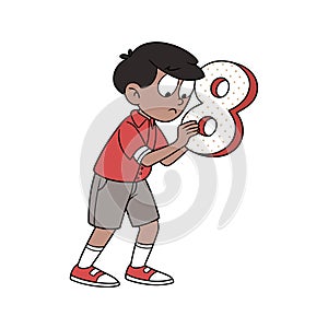 Cheerful Boy with Math Theme