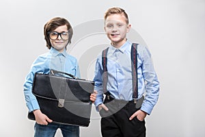Cheerful boys choosing their future professions