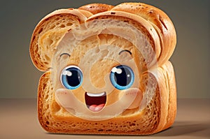 Cheerful Bread Cartoon Character: A Fun and Wholesome Delight.