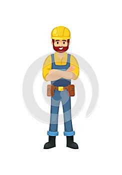 Cheerful builder in hardhat