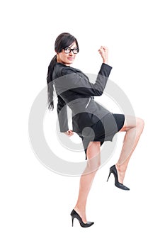 Cheerful business woman celebrating success