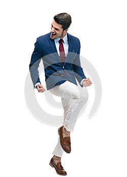 Cheerful businessman celebrating his success