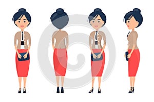 Cheerful Businesswoman Card Vector Illustration