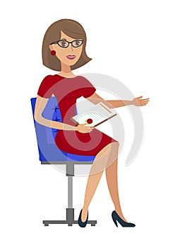Cheerful Businesswoman Flat Vector illustration