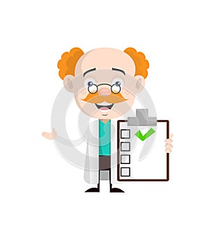 Cheerful Cardiologist Doctor Showing Good Medical Report Vector