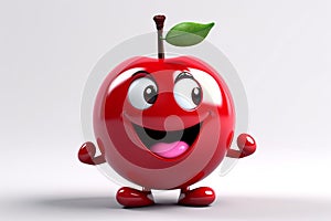 Cheerful Cartoon Apple Character on Transparent Background. AI