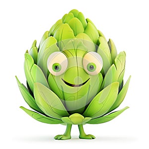 Cheerful cartoon artichoke with big eyes