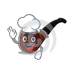 Cheerful cartoon the of chef smoke pipe