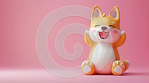 Cheerful Cartoon Corgi Toy on Pink Background Cute, Colorful, and Playful Dog Figure for Children and Collectors Happy Corgi photo