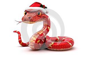 Cheerful Cartoon Snake Wearing Santa Hat for Festive Season