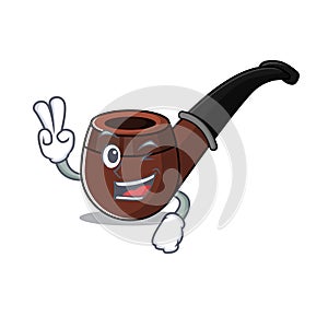 Cheerful cartoon the of two finger smoke pipe