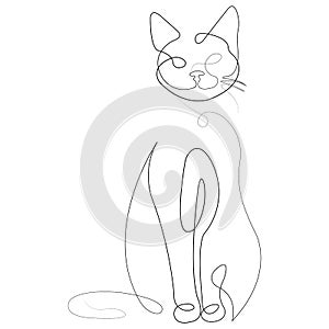 Cheerful cat drawn in the style of minimalism. Design for decor, painting, keychain, mascot, icons, souvenir, tattoo, print