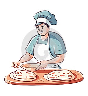 The cheerful chef is delivering a gourmet pizza slice joyfully