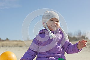 Cheerful child girl outdoor