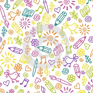 Cheerful childlike seamless pattern photo