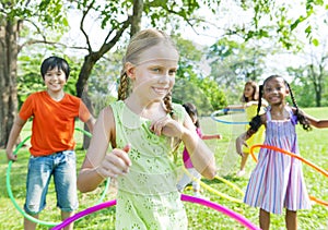 Cheerful Children Playing in a park